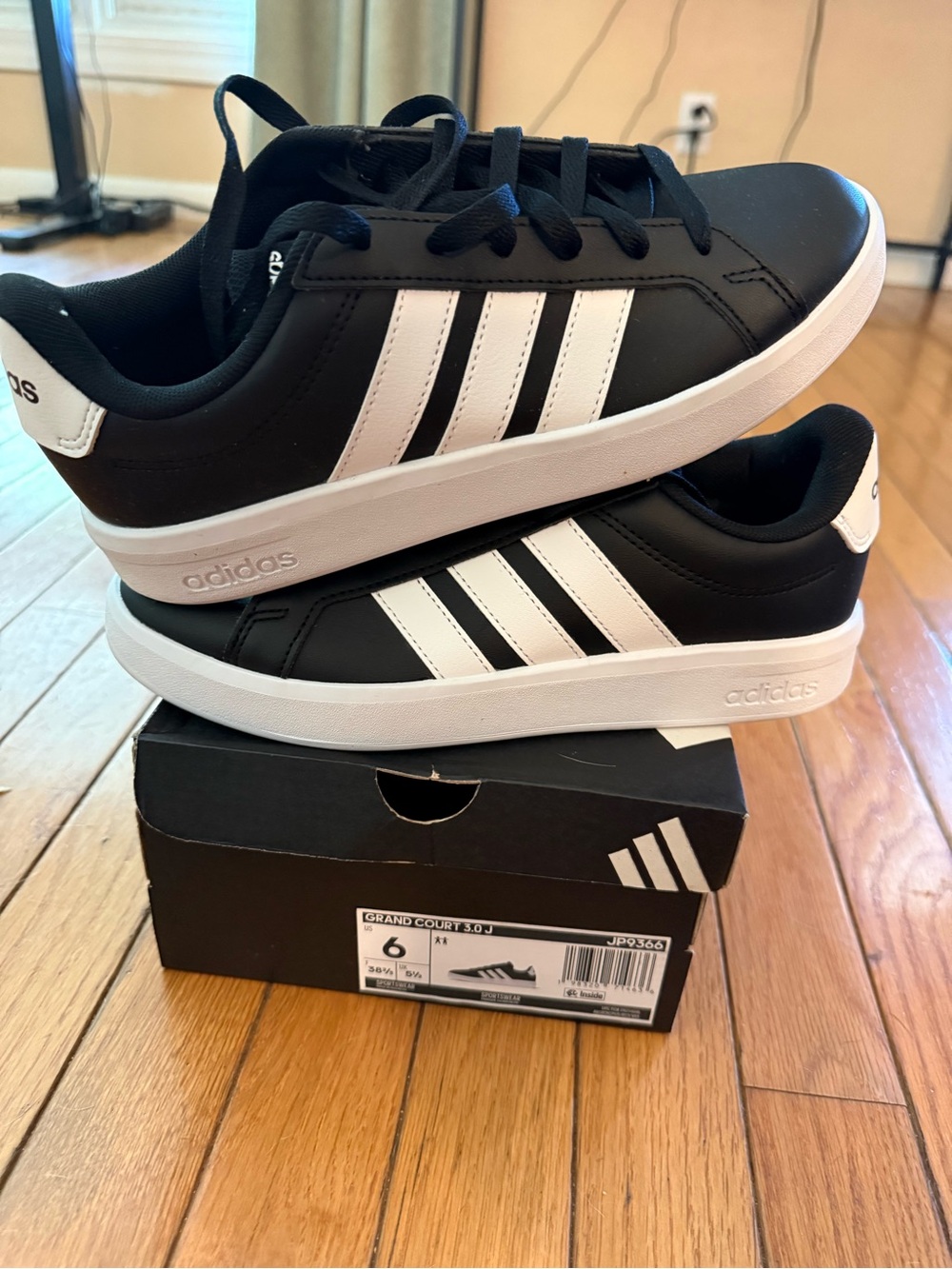 adidas Grand Court Low Top Sneakers in Black and White